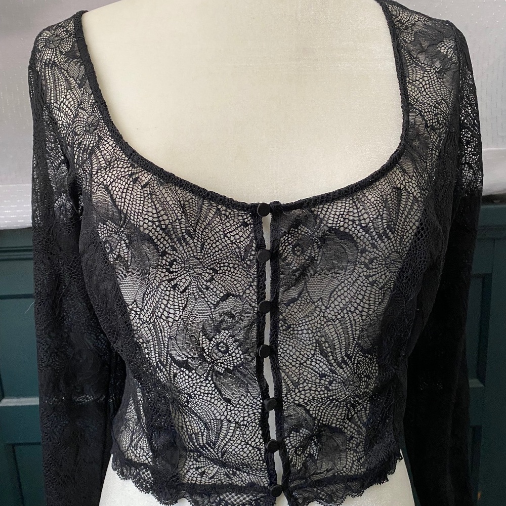 Long sleeve lace stretch crop top